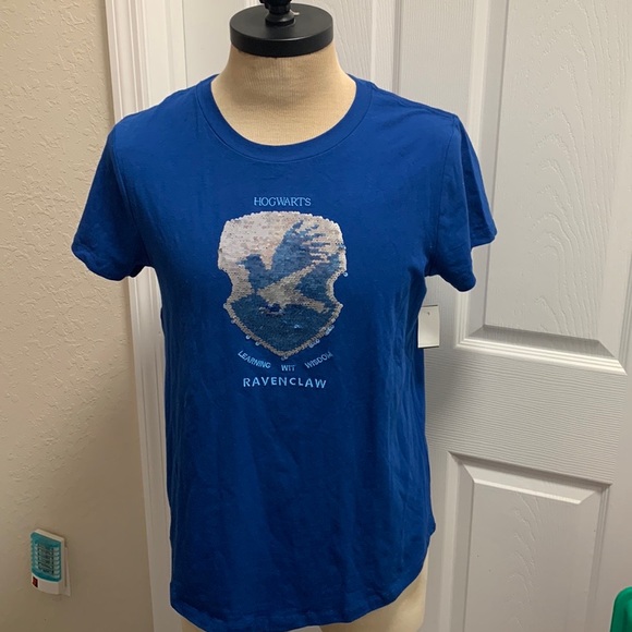 Harry Potter RAVENCLAW Women's Glitter Blue T-Shirt - Picture 1 of 11